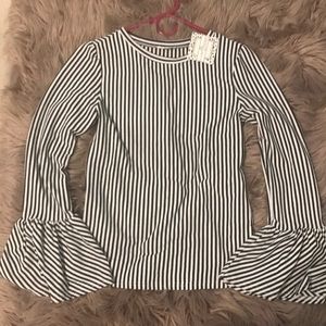 Striped bell sleeve top